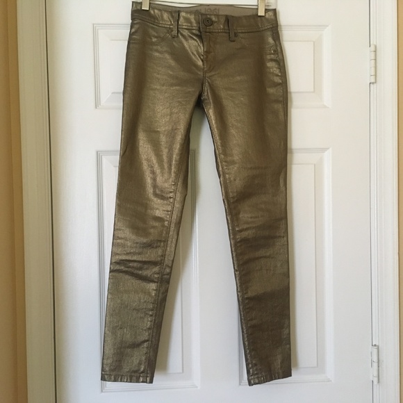 DL1961 Emma Gold Platinum Denim Leggings Skinny 26 - Picture 6 of 8
